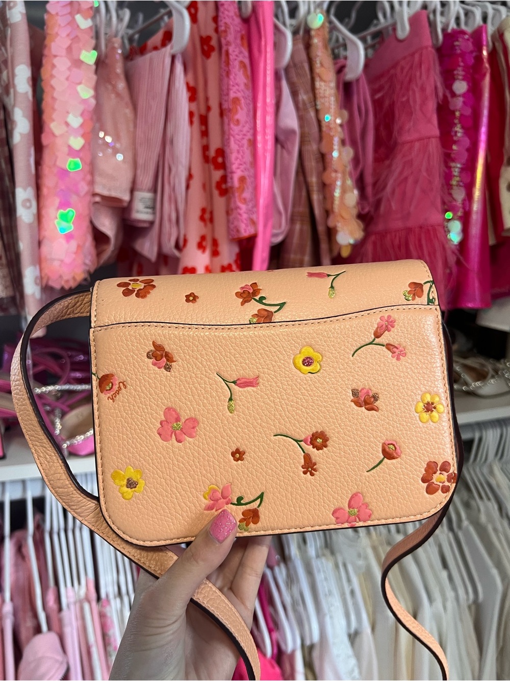 Coach Floral Pebbled Leather Crossbody - Picture 3 of 6